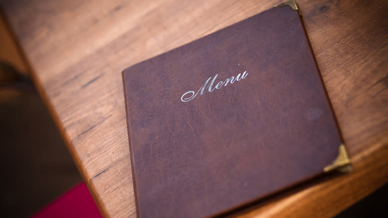 Restaurant menu on a table