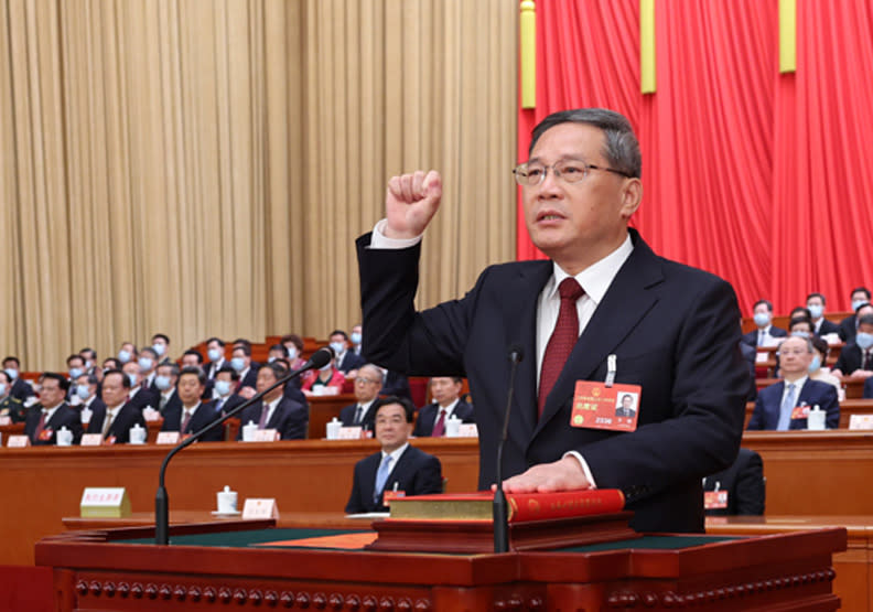 李強宣誓就任中國國務院總理。取自中國政府網