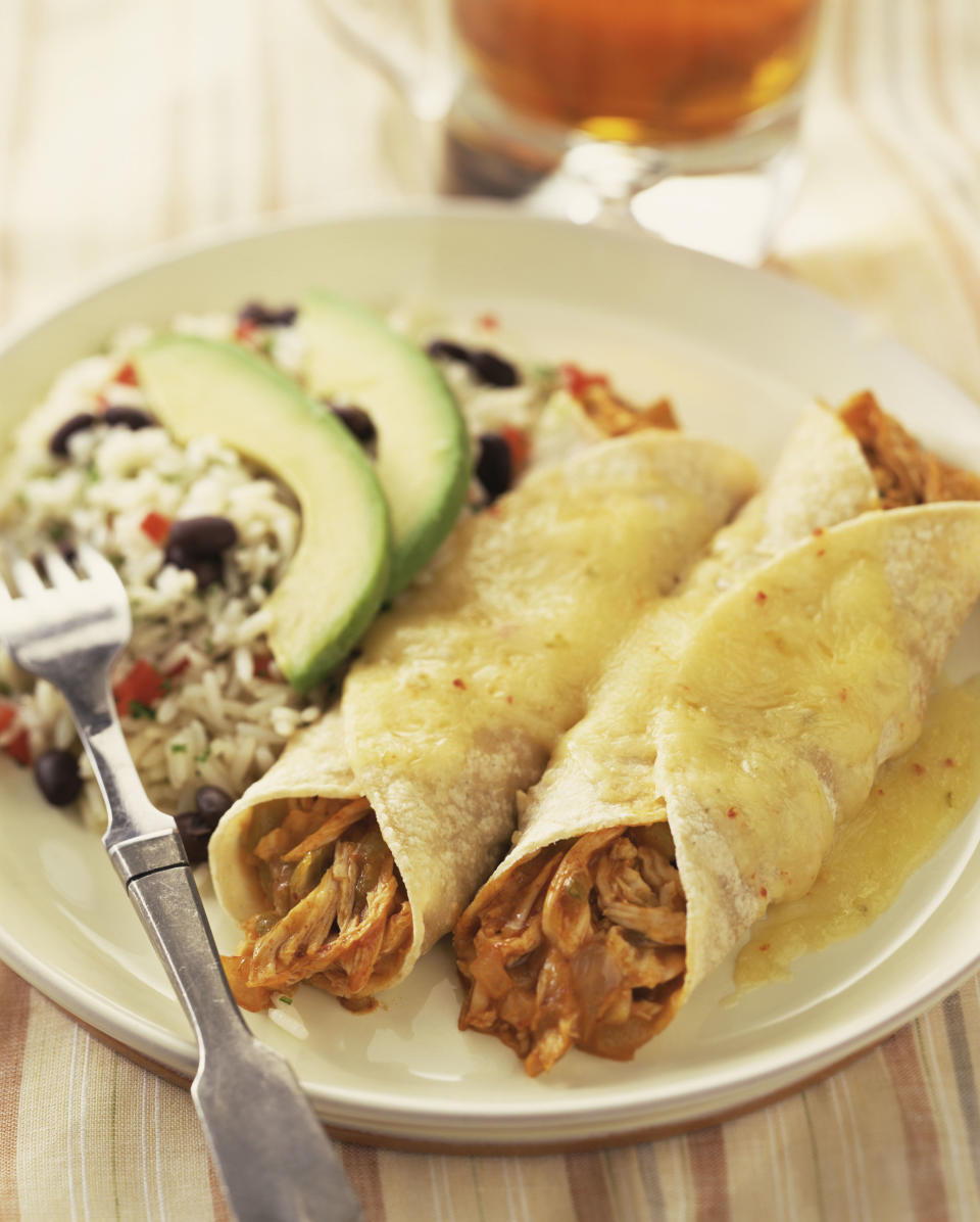 Chicken Enchiladas with Avocado-Corn Salad