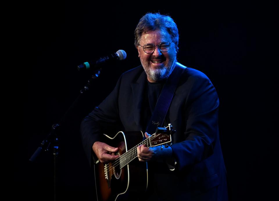 Vince Gill performs during the 14th annual Darius Rucker and Friends concert at the Ryman Auditorium Monday, June 5, 2023, in Nashville, Tenn. The event unofficially kicks off the week of CMA Fest in Nashville and has raised more than three million for the St. Jude Children’s Research Hospital.