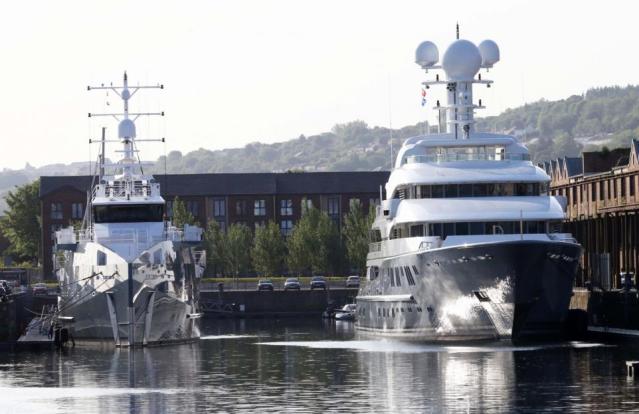 Trio of superyachts belonging to billionaires berth in Greenock