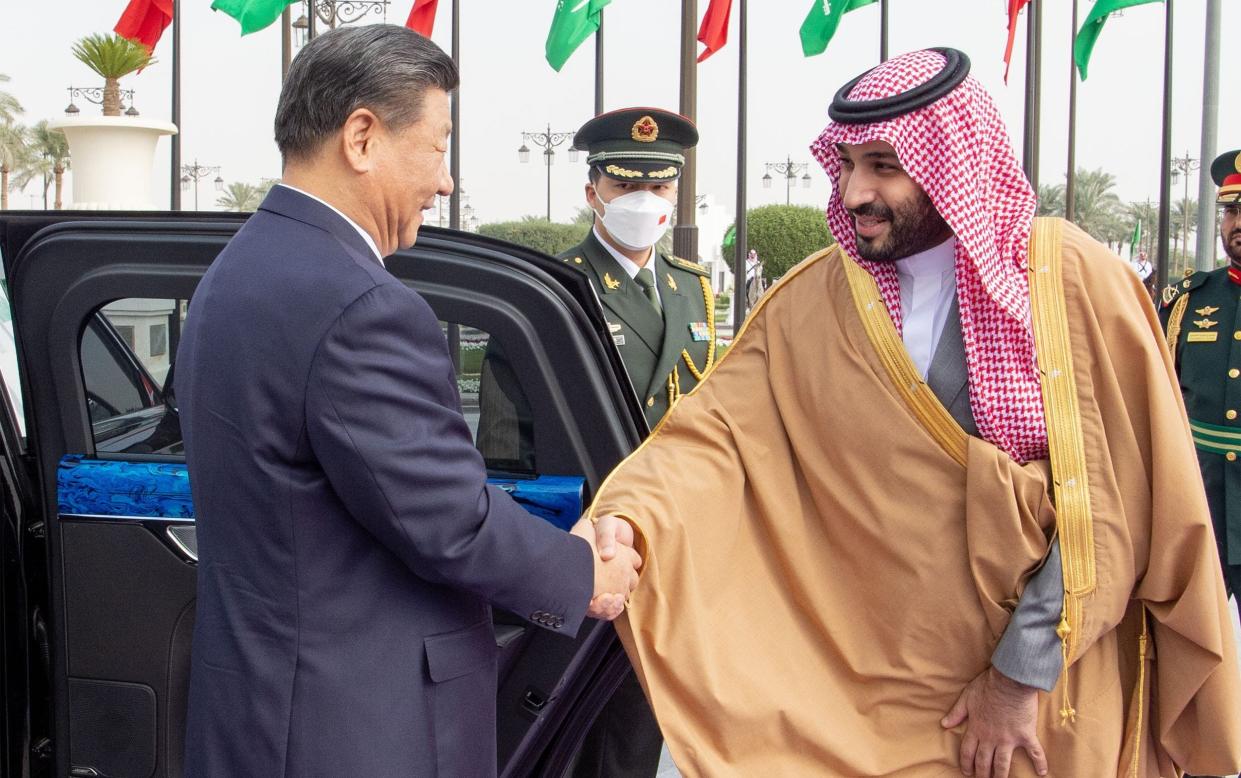 Saudi Crown Prince Mohammed bin Salman welcoming Chinese President Xi Jinping during his visit to Saudi Arabia in December 2022 - BANDAR ALJALOUD/HANDOUT/EPA-EFE/Shutterstock