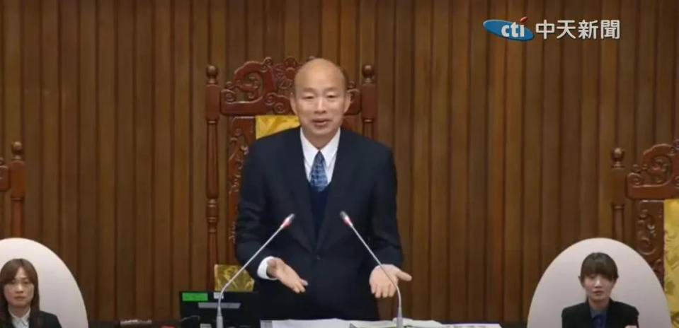 <strong>今日立院質詢又發生立委和官員氣氛火爆，立法院長韓國瑜出手化解。（圖／中天新聞）</strong>