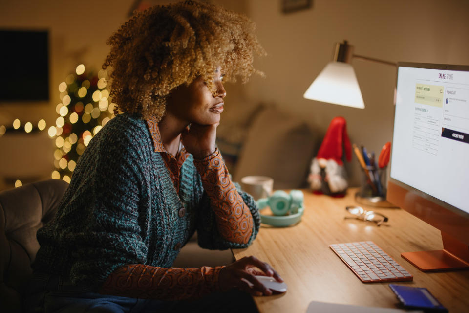 A woman using a computer