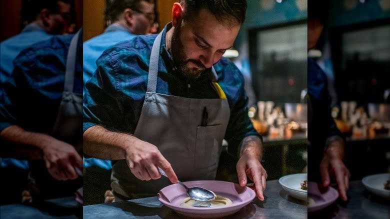 Michael Rafidi cooking at Albi