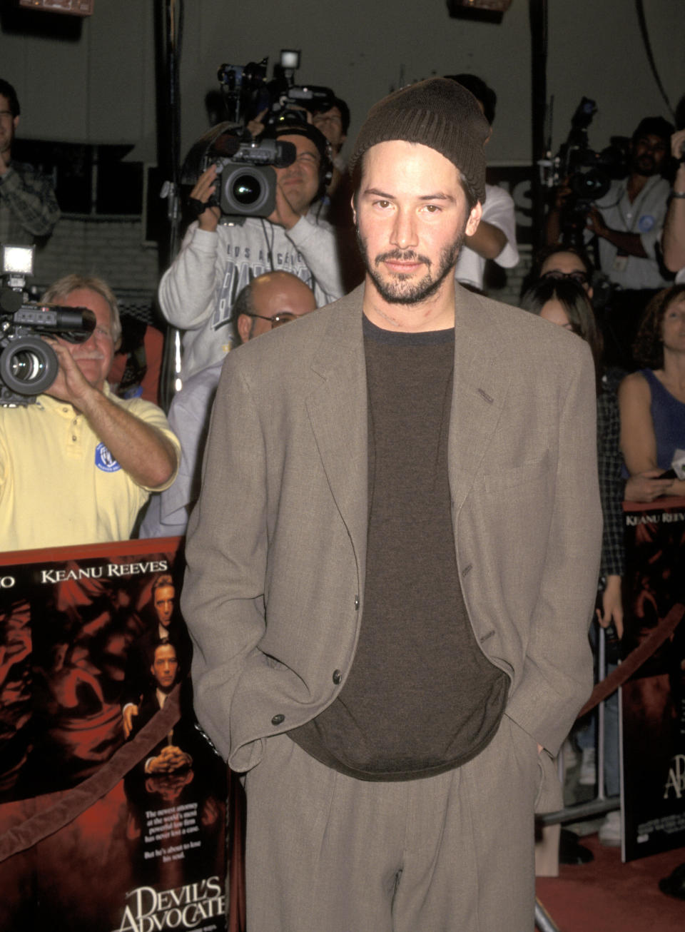 Reeves at the "Devil's Advocate" premiere at Mann Village Theatre in Westwood, California.