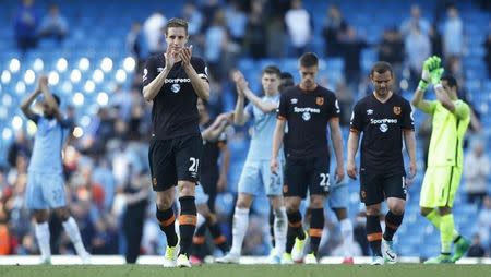 Britain Football Soccer - Manchester City v Hull City - Premier League - Etihad Stadium - 8/4/17 Hull City's Michael Dawson applauds fans after the match Action Images via Reuters / Ed Sykes Livepic