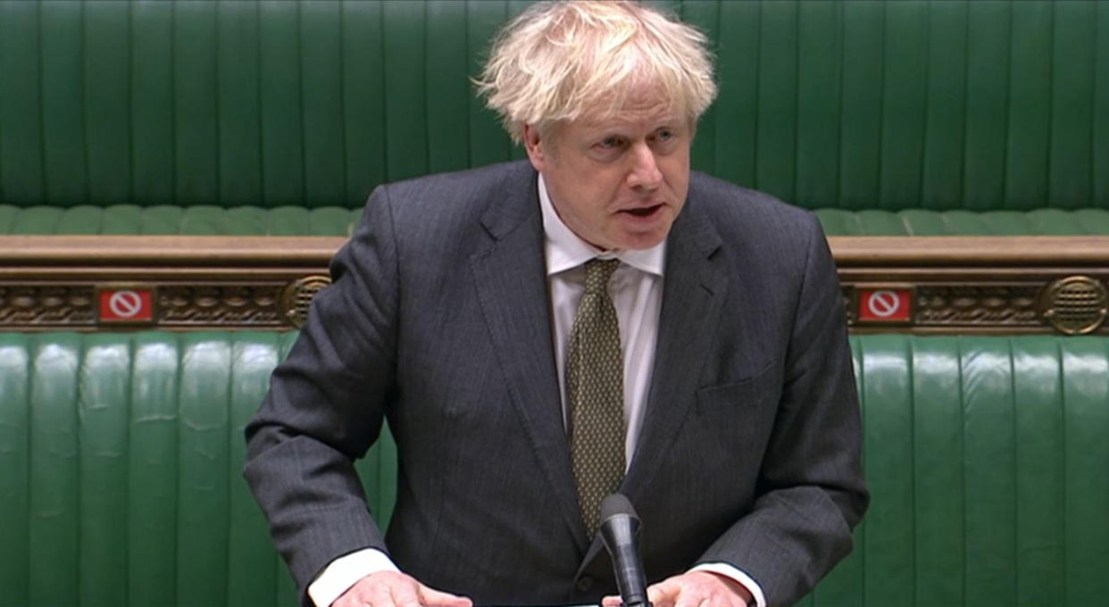 Prime Minister Boris Johnson speaks during Prime Minister's Questions in the House of Commons, London. (Photo by House of Commons/PA Images via Getty Images)