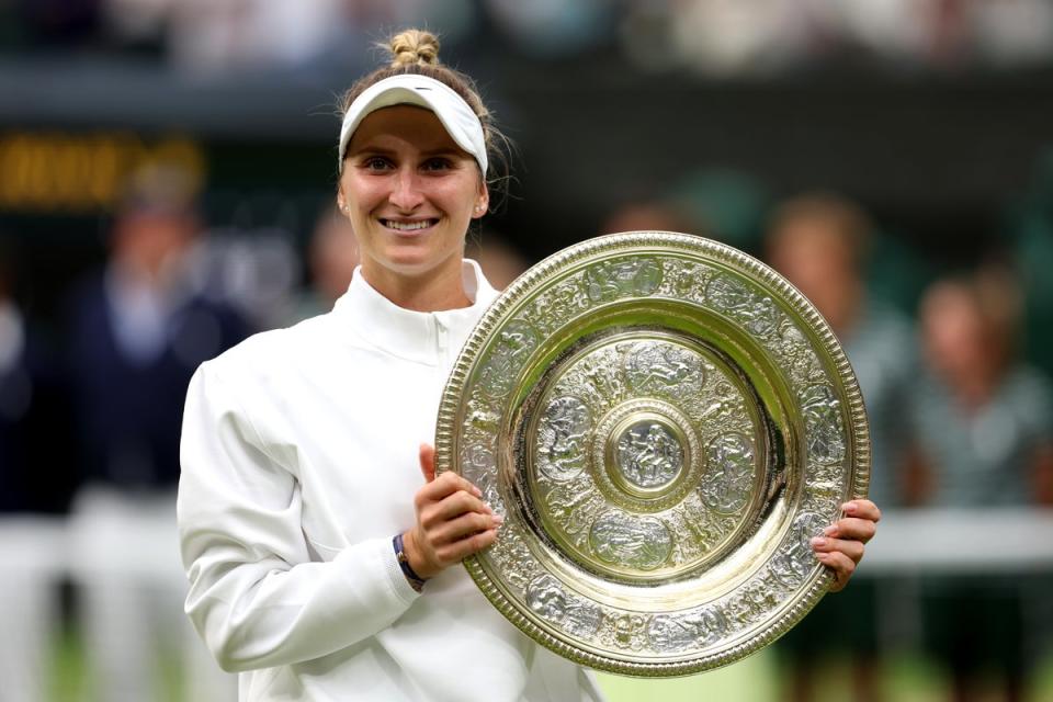 Marketa Vondrousova becomes the first unseeded woman to win the singles title at Wimbledon (Getty Images)