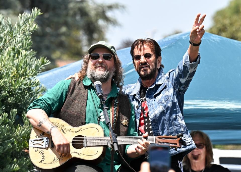 King Tuff and Ringo Starr at Ringo Starr’s Annual Peace & Love Birthday Celebration held on July 7, 2023 in Beverly Hills, California.