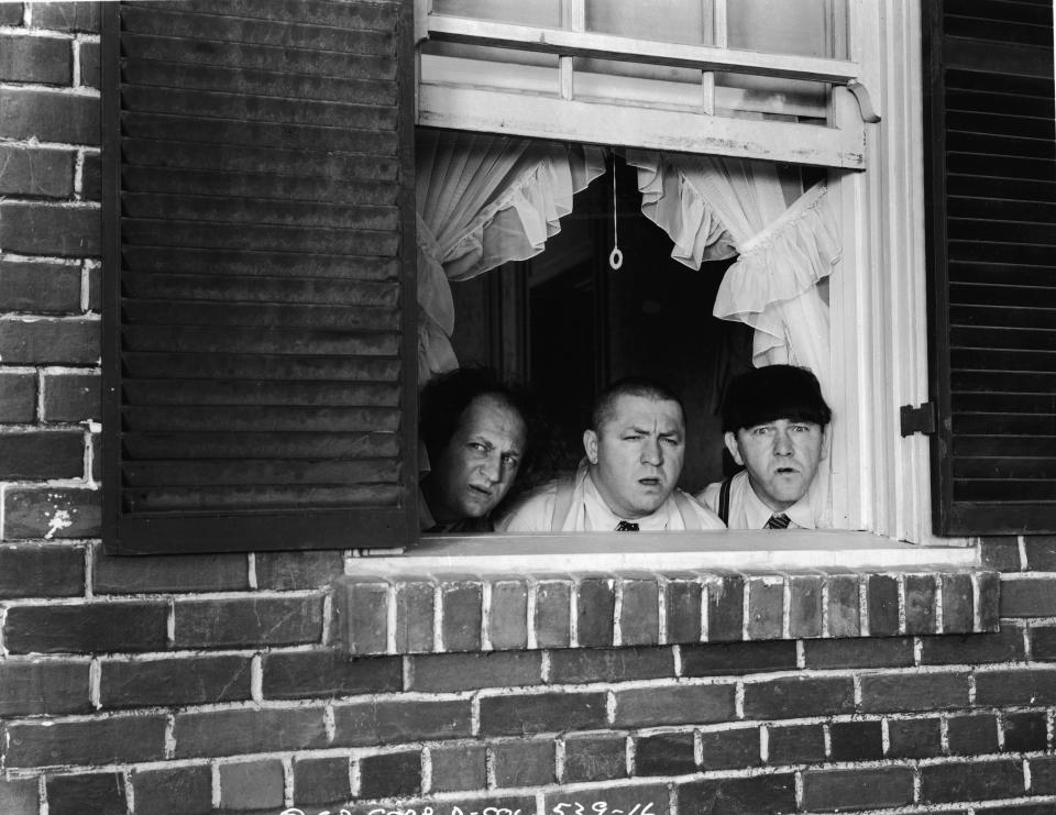 Three Stooges on set