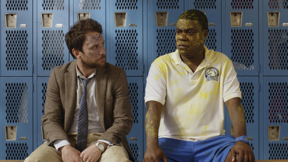 This image released by Warner Bros. Pictures shows Charlie Day, left, and Tracy Morgan in a scene from "Fist Fight." (Warner Bros. Pictures via AP)