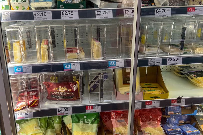 Products in security boxing at the Co-op on Milton Road in Cambridge