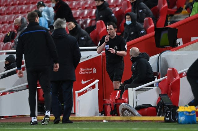 Referee Chris Kavanagh awarded a penalty to Everton after consulting the VAR