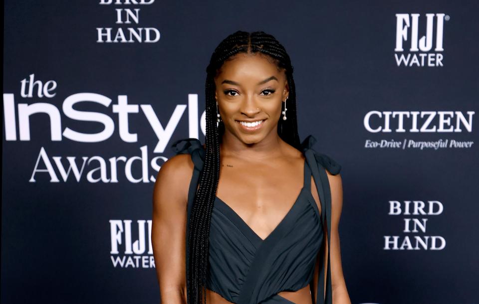 Simone Biles was happy for her boyfriend, Texans defensive back Jonathan Owens. (Photo by Frazer Harrison/Getty Images)