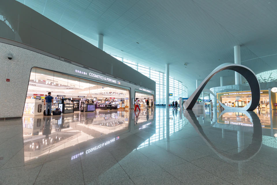 Incheon, South Korea-August 7,2020- Terminal 2 at Incheon international airport has no people effect from COVID-19 outbreak and lockdown policy.Terminal 2 at Incheon International Airport is named World