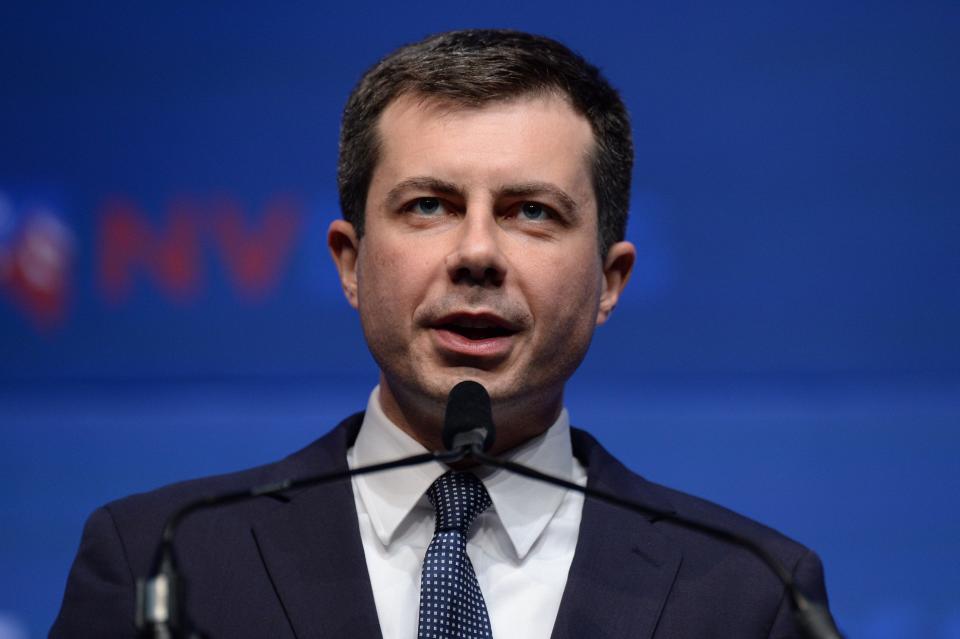 Former Mayor Pete Buttigieg of South Bend, Indian, campaigns in Las Vegas on Nov. 17, 2019.