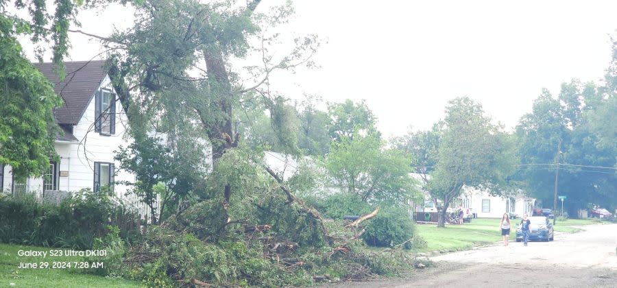 A storm caused extensive damage in Junction City on June 28, 2024. (Courtesy Jeffrey S Wenger DK101 Storm Spotter)