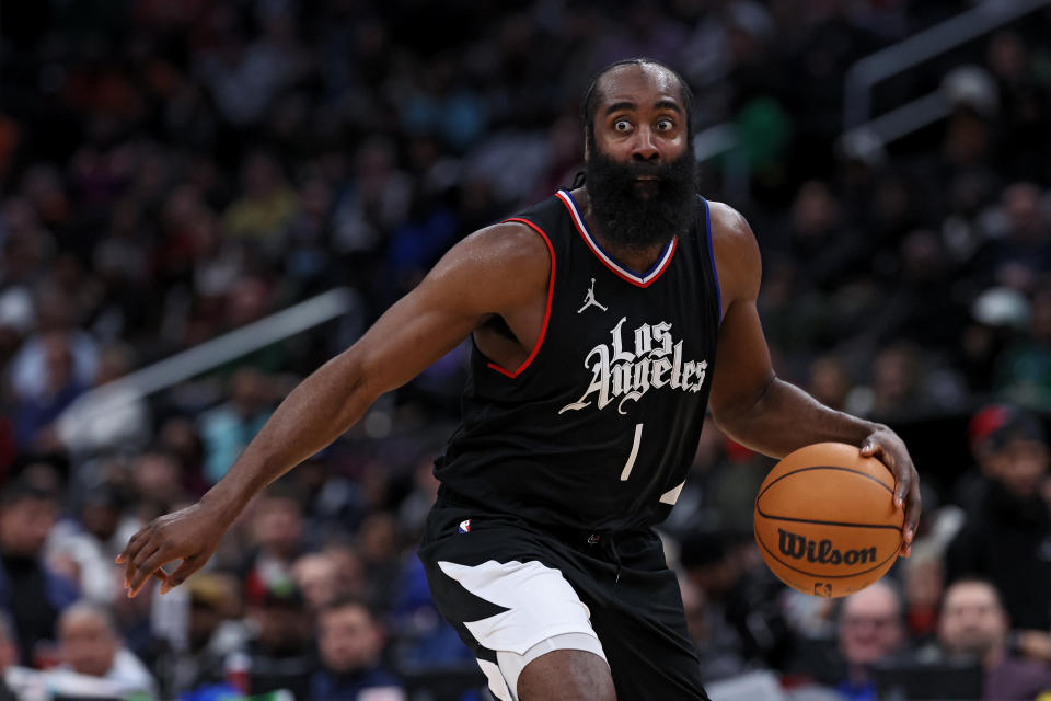 James Harden為快艇帶來所有需要團隊合作和聚集能量。 (NBA Photo by Patrick Smith/Getty Images)