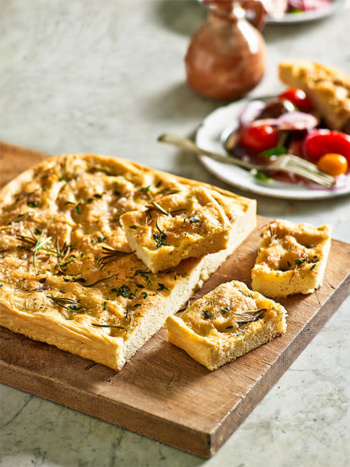 A beautiful combination of simple fresh flavours, all baked in one big Italian flatbread. <br><br>Click here for <span>focaccia recipe</span>