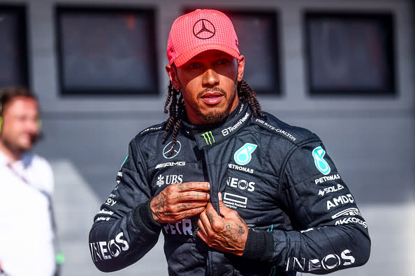 Lewis Hamilton of Mercedes during qualifying ahead of the F1 Grand Prix of Hungary at Hungaroring on July 22, 2023 in Budapest, Hungary. (Photo by Beata Zawrzel/NurPhoto via Getty Images)