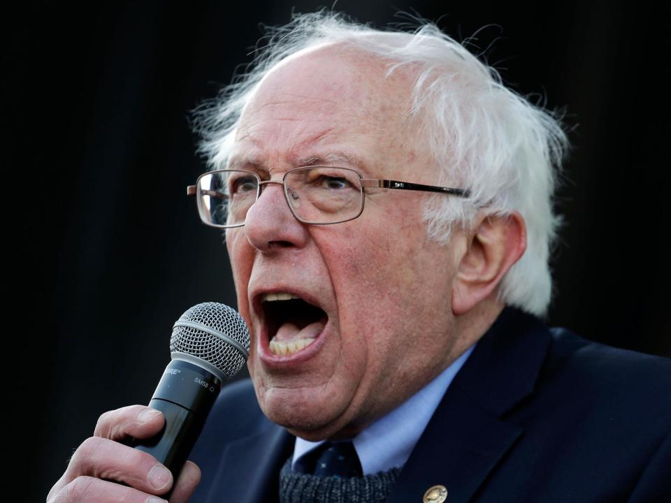 Bernie Sanders speaks at a rally in Memphis, Tennessee, commemorating the 50th anniversary of the assassination of the Rev. Martin Luther King Jr: AP Photo/Mark Humphrey