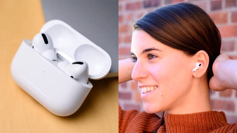 Listen to tunes anywhere with the wireless Apple Airpods Pro.