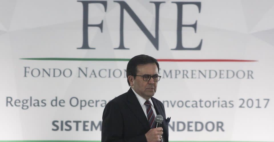 Ildelfonso Guajardo Villareal, secretario de Economía, en la presentación del Fondo Nacional Emprendedor, que se realizó en el Museo Interactivo de Ecomonía