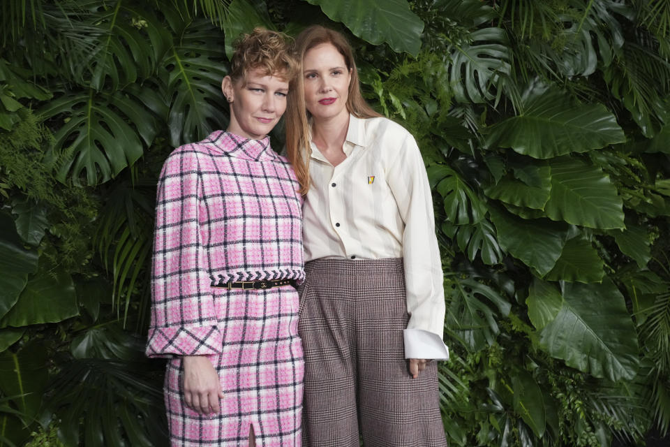 From left, Sandra Huller and Justine Triet arrive at Chanel's 15th Annual Pre-Oscar Awards Dinner on Saturday, March 9, 2024, at the Beverly Hills Hotel in Los Angeles. (Photo by Jordan Strauss/Invision/AP)