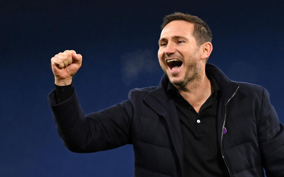 In this file photo taken on December 5, 2020, Chelsea's English head coach Frank Lampard celebrates at the end of the game during the English Premier League football match between Chelsea and Leeds United at Stamford Bridge in London - Daniel Leal/Getty Images