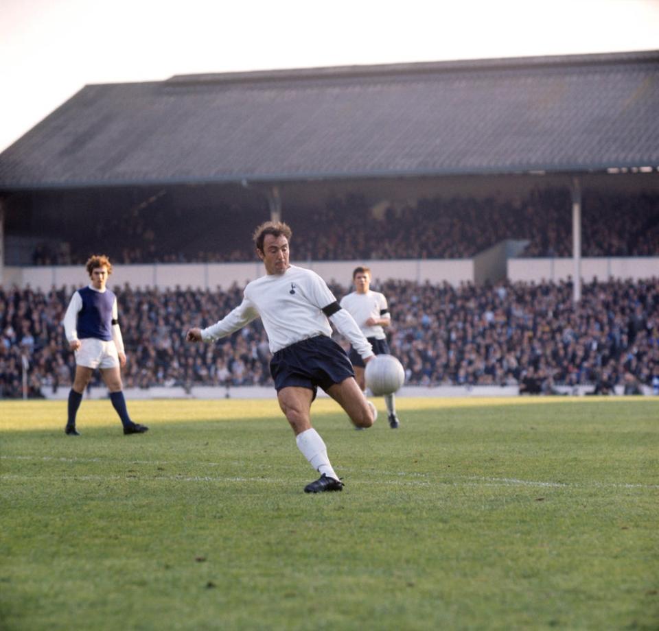 Greaves in action for Tottenham in 1969 (PA Wire)