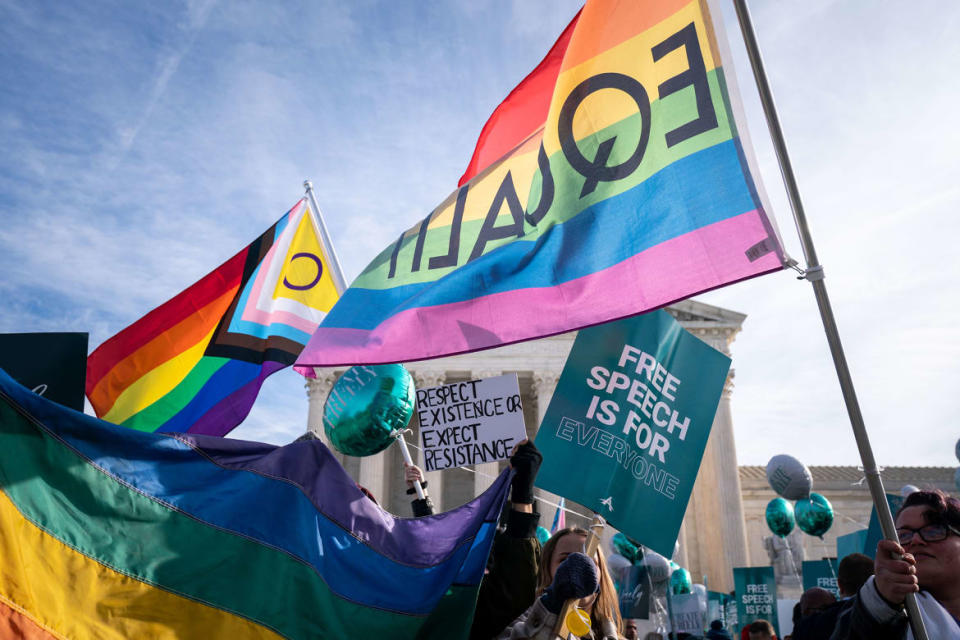 <div class="inline-image__caption"><p>Protesters try to block each other's signs as they gather in front of the Supreme Court of the United States on Dec. 5, 2022 in Washington, D.C.</p></div> <div class="inline-image__credit">Kent Nishimura/Los Angeles Times via Getty Images</div>