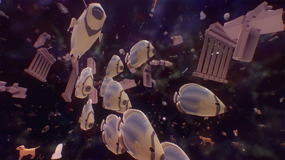 A shoal of fish floating in space in Everything.