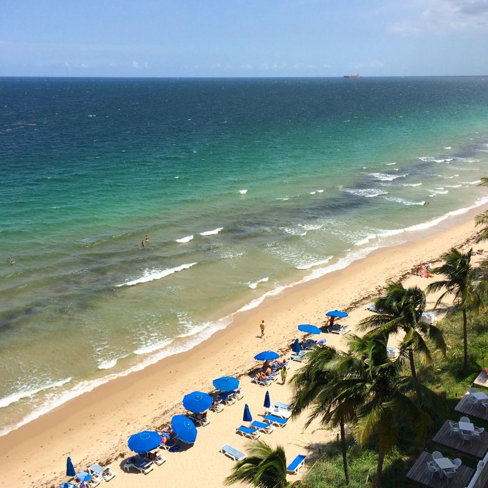 Grand, indeed: the beach at Pelican Grand Beach Resort.