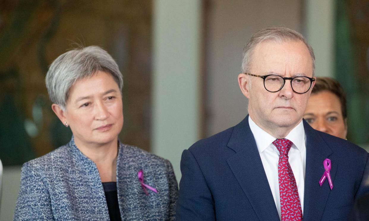 <span>Anthony Albanese and the foreign minister, Penny Wong, in February. The Labor government will soon have to decide which way Australia votes in a UN resolution on Palestinian statehood.</span><span>Photograph: Mike Bowers/The Guardian</span>