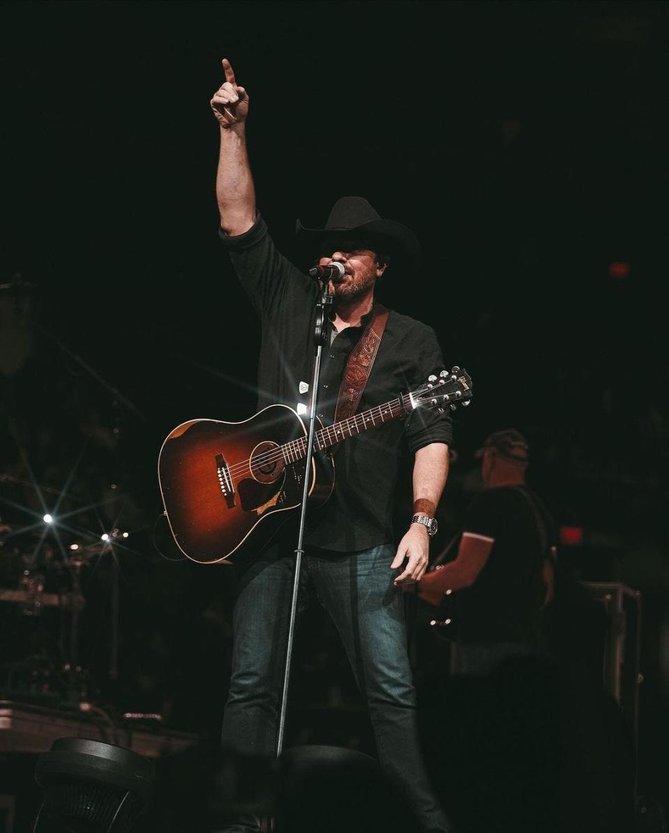 Chris Young performs on stage at the San Antonio Rodeo in February.