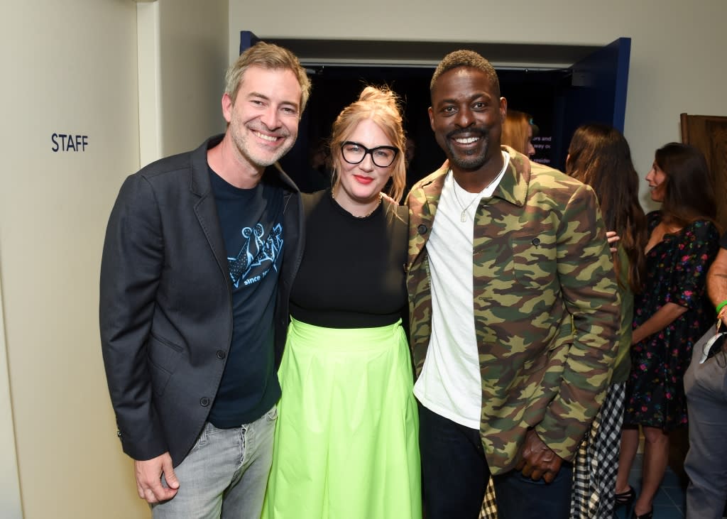 Mark Duplass, Mel Eslyn and Sterling K. Brown at the premiere of "Biosphere" held at Vidiots Eagle Theater on June 27, 2023 in Los Angeles, California.