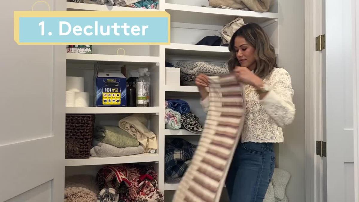 Linen Closet Organization with Baskets: A simple way to eliminate visual  clutter