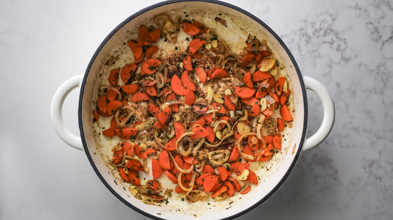 carrots shallots aromatics Dutch oven