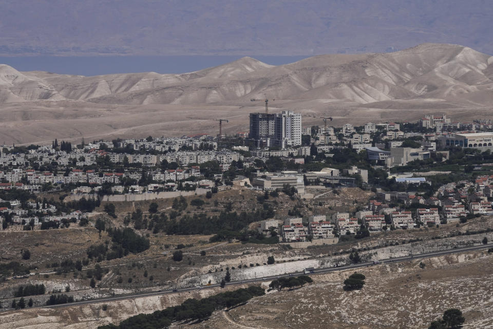 A view of Israeli settlement of Maale Adumim, in the West Bank, Sunday, June 18, 2023. Israel's government on Sunday, June 18 granted Finance Minister Bezalel Smotrich, a pro-settlement firebrand, authority over planning in the occupied West Bank and lifted red tape on the settlement housing approval process, Israeli media reported. (AP Photo/Mahmoud Illean)