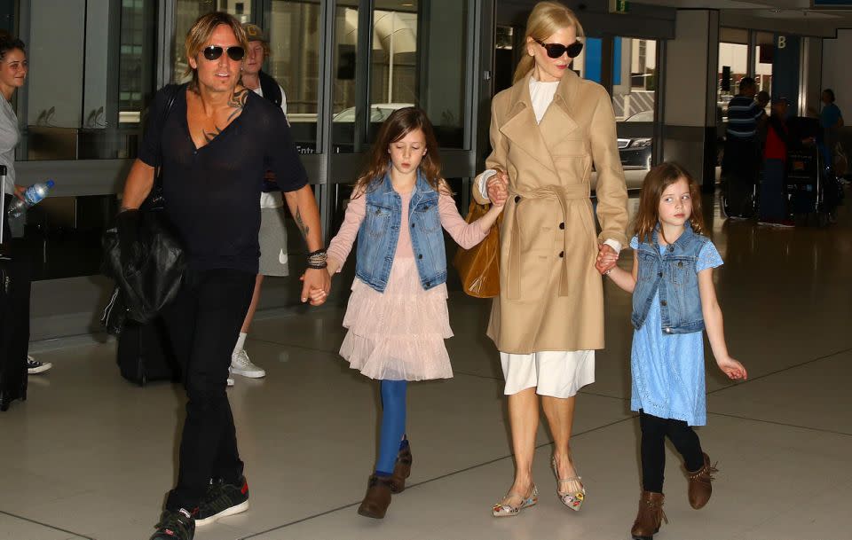 Keith and wife Nicole Kidman have two daughters Sunday Rose and six-year-old Faith Margaret. The family are pictured here arriving in Sydney back in March. Source: Getty