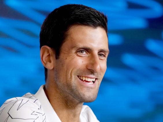 Novak Djokovic speaks at the pre-tournament press conference (EPA)