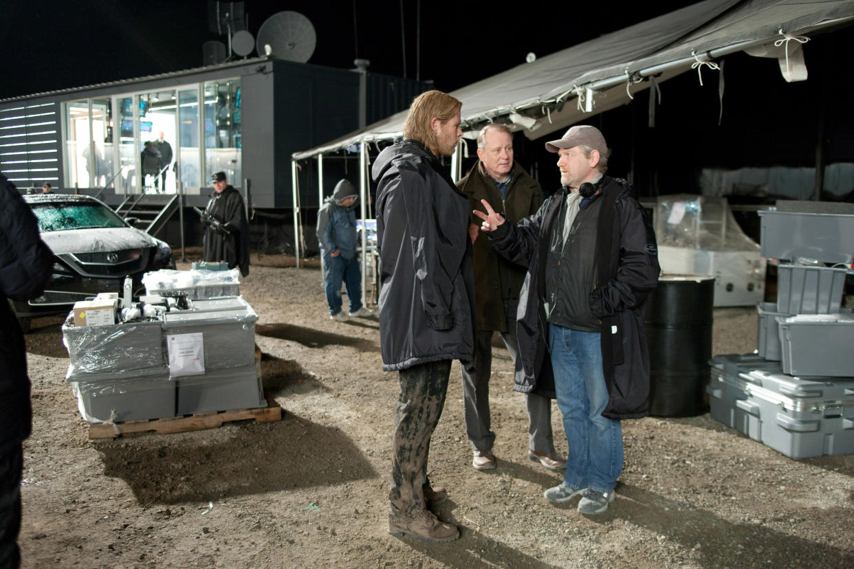Chris Hemsworth, Stellan Skarsgard and Kenneth Branagh on the set of 2011's 'Thor' (Photo: Zade Rosenthal/©Paramount Pictures/Courtesy Everett Collection)