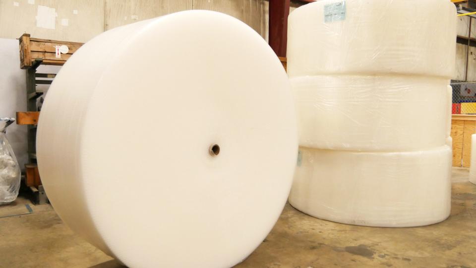 Rolls of Bubble Wrap at a Sealed Air Corp. manufacturing facility.