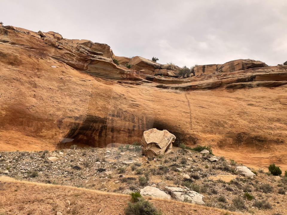 A picture of the staircase just past the Utah-Colorado state border.