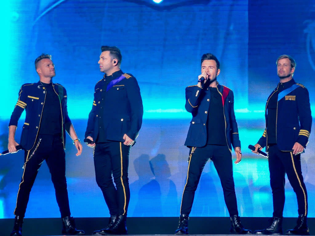 Westlife performing in Malaysia on the opening night of their 2-day show.