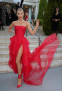<p>Elsa Hosk opted for a striking red gown by Ermanno Scervino for the 2018 amfAR Gala during Cannes Film Festival on 17 May. <em>[Photo: Getty]</em> </p>