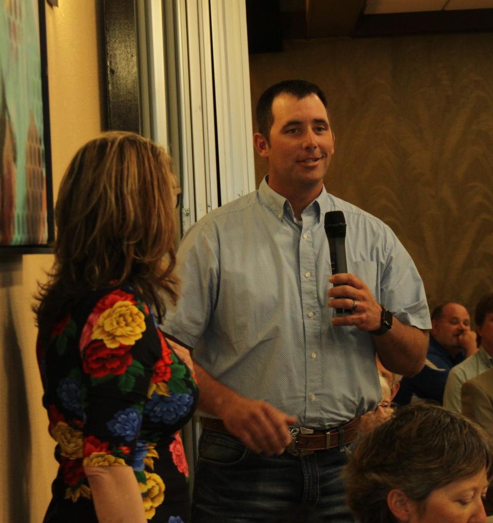 On May 17, New Mexico Gov. Michelle Lujan Grisham was welcomed to Carlsbad with a luncheon at the Steven's Inn.  Pictured is Eddy County Commissioner Steven McCutcheon.