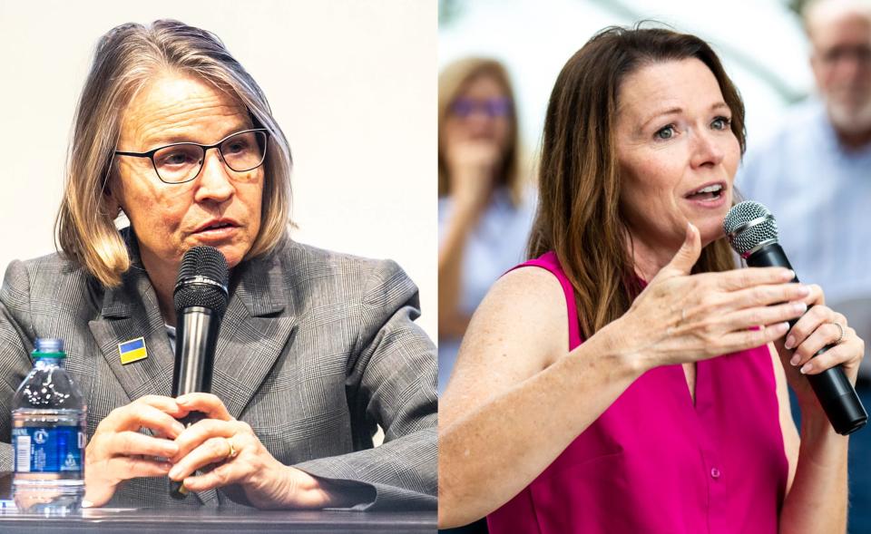 Republican U.S. Rep. Mariannette Miller-Meeks (left) is being challenged by Democratic Iowa state Rep. Christina Bohannan in the Nov. 8 election for Iowa's 1st Congressional District.