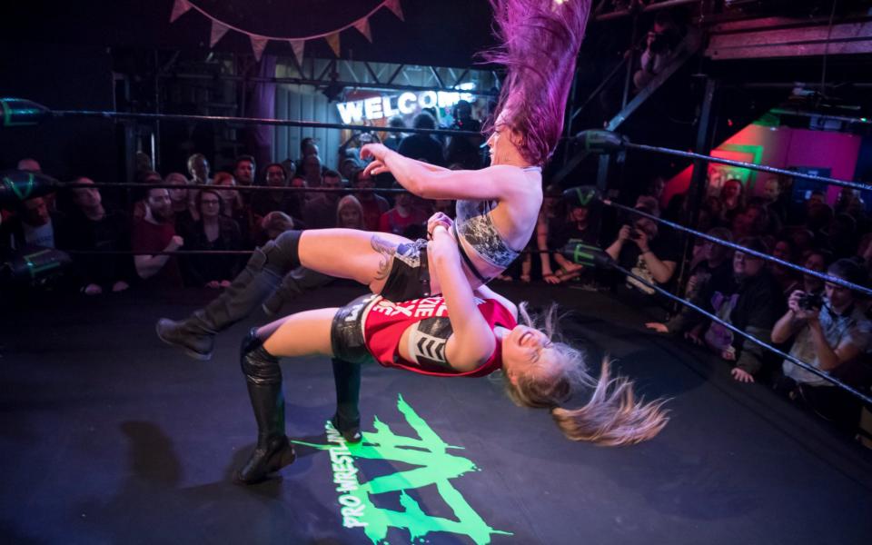  Women Wrestlers performing at the EVE event at the Resistance Gallery in Bethnal Green. - Paul Grover 